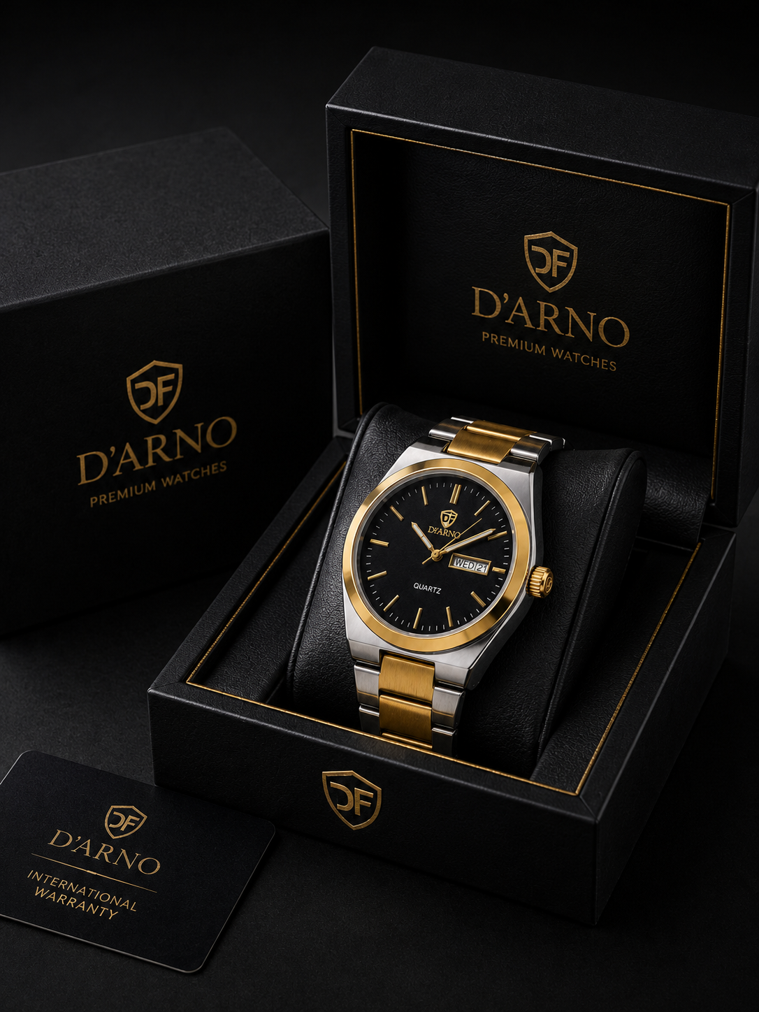 Dearno Premium Quartz Men's Watch Day And Date Display - Timepiece Designed For Wristwear And Daily Timekeeping Routine - Black Dial
