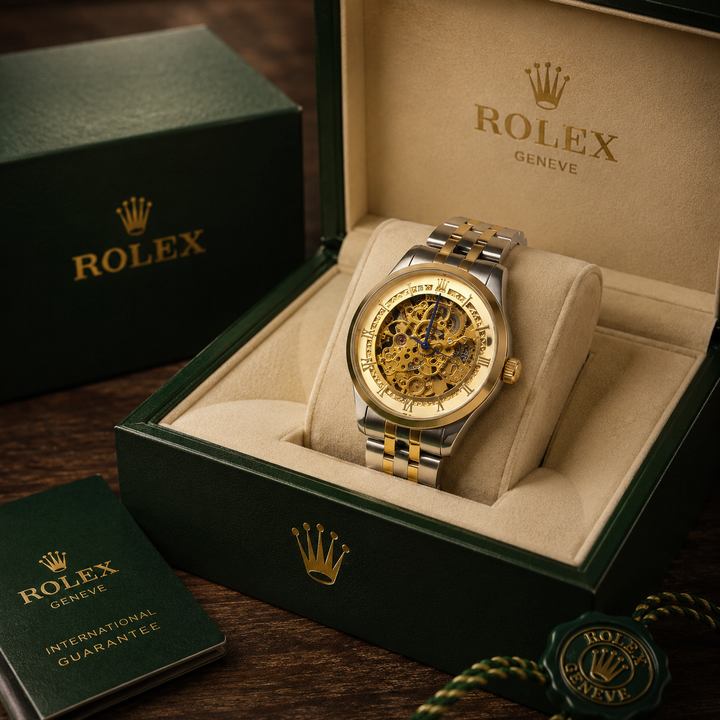 Men's Imported Quality Watch premium look Luxury Skeleton Men’s Watch – Premium Gold &amp; Silver Design