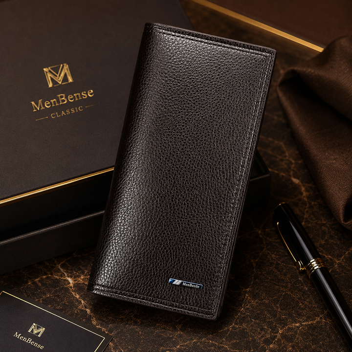 Slim Wallet for Men - Textured PU Leather, Brown Black Maroon