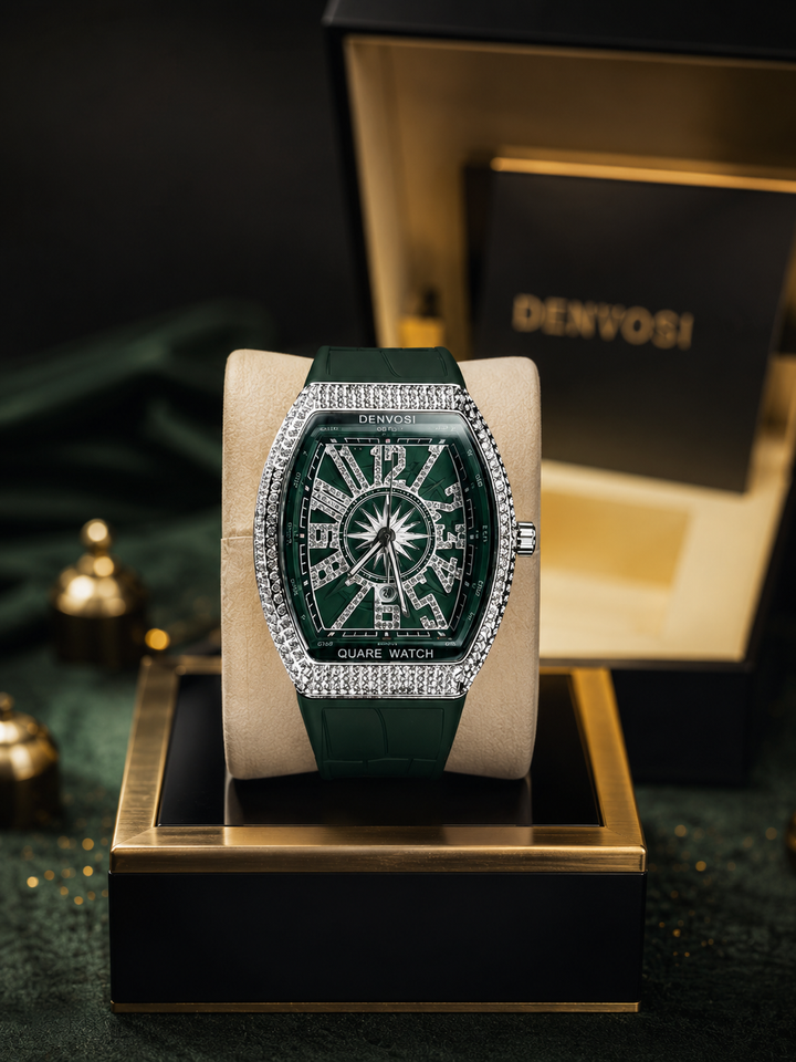 Denvosi Luxury Diamond Studded Strap Men’s Watch Elegant Durable Stylish Premium Choice For Parties Daily Wear And Special Occasions | Black